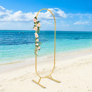 1.7m Wedding Stand Arch Backdrop Rack Gold Ceremony Party Venue Decor Frame NEW - Picture 1 of 12