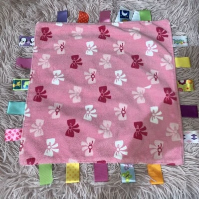 Taggies Rosa Arco Blanco Cuadrado 11x11" Minky Manta de Seguridad Bebé Lovey Bebé Juguete Foto 1 de 4
