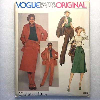 Vogue Pattern 1360 sz Misses 14 Christian Dior Jacket Skirt Pants Top Uncut - Image 1 of 4