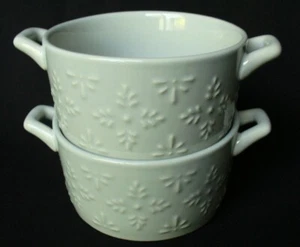 2~New~GRAY~Pioneer Woman~SWEET ROMANCE~14.4oz~ Mini~SOUP BOWL~Handles~4.5"x2.5" - Picture 1 of 10