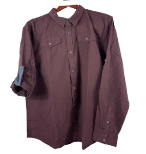 prAna - Mens Long Sleeve Button organic cotton size XL Dark umbr Rollin NWT - Picture 1 of 11