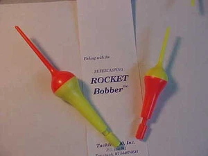 2 Nuevos Tackle 2000 Cohete Bobbers de Pesca 6 1/4 -4 3/4" Amarillo Naranja Hielo - Imagen 1 de 3