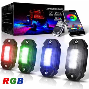 4 Pod RGB LED Rock Lights Underglow with Bluetooth APP Control For UTV ATV RZR - Picture 1 of 12