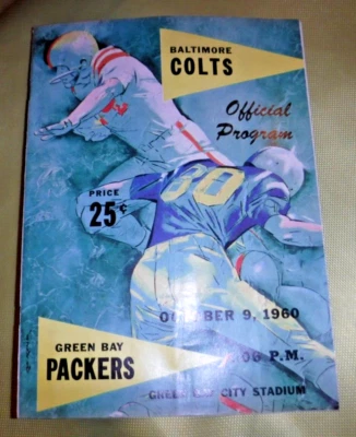 GREEN BAY PACKERS VS BALTIMORE COLTS 1960 GREEN BAY STADIUM PROGRAM - Image 1 of 4