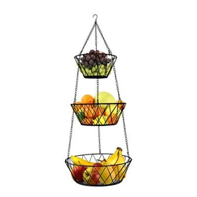 Heavy Duty - 3 Tier Hanging Kitchen Black Fruit Basket  Assorted Colors  - Image 1 of 4