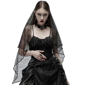 Punk rave lace veil dark faerie gothic wedding bride corpse witch vampire - Picture 1 of 6