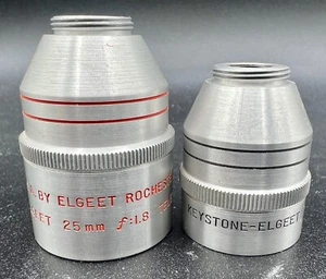 VTG Pair Keystone Elgeet Camera Lens 25mm Tele & 7 1/2mm Wide Angle F/1.8 - Picture 1 of 9