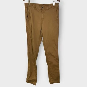 George Slim Straight Chino Pants Men's 32x34" Brown Tan Flat Front Cotton Blend - Picture 1 of 4