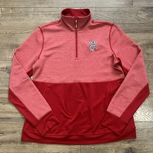 Wisconsin Badgers Adidas 1/4 Zip Jacket Women’s Size XL Red Pullover Sweater - Picture 1 of 8
