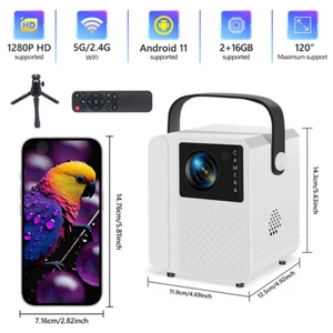 4K Mini Projector 10000 Lumen LED WiFi Bluetooth UHD Portable Home Theater 1080P - Picture 1 of 21