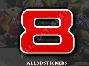 3D Stickers Resin Domed NUMBER 8 EIGHT - Color Red - 50 mm(2 inches) Adhesive - Picture 1 of 1