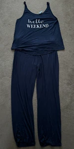 NWT NEXT NAVY HELLO WEEKEND PYJAMAS - SIZE 14 LONG - Picture 1 of 3