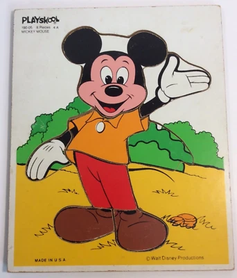 Playskool Vintage Mickey Mouse/8 pc./Wooden Puzzle/Made in USA - Image 1 of 4