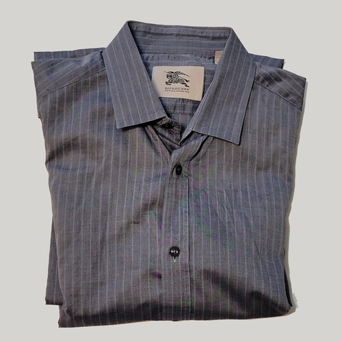 Camicia abito da uomo Burberry taglia 16 (22x31x25") grigio a righe