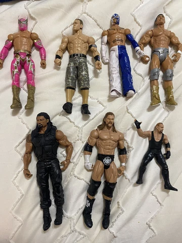 WWE Action Figure Lot Wrestlers John Cena, Triple H, Sin Cara, Rey myster & MORE Cover