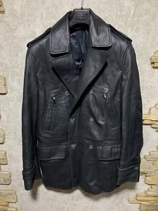 Versace Collection Black Leather Coat Jacket Size 50 - Picture 1 of 18