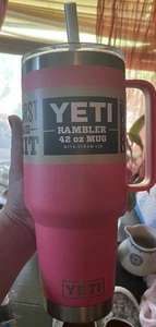 Yeti Rambler 42 oz W/ Straw Lid Tropical Pink - Picture 1 of 3
