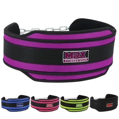 MRX Weight Lifting Belt Dipping Fitness Belts with Metal Chain Gym Exercise - Image 1 of 4