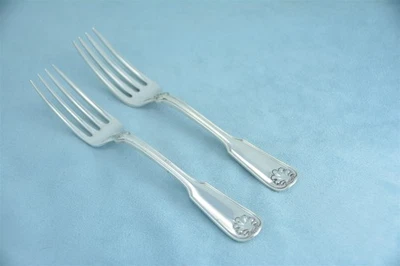 2 Tiffany & Co. Shell &Thread Sterling 6-3/4" Luncheon Dinner Fork No Mono - Image 1 of 4