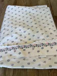 Lenzuolo piatto matrimoniale vintage Laura Ashley Rosemoor biancheria da letto floreale pizzo cotone pettinato - Foto 1 di 8
