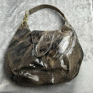 Carlos Falchi For Target Hobo Bag Damen braun Kunstleder Reptilhaut Handtasche Y2K - Bild 1 von 10