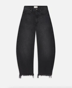 Jeans con montatura donna 30 bubble crop nero a botte orlo grezzo vita alta - Foto 1 di 16