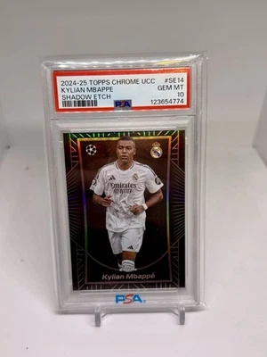 Grabado Sombra 2024-25 Topps Cromo UCC Kylian Mbappe PSA 10 Real Madrid #SE14 Foto 1 de 2