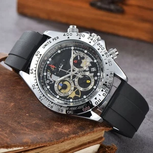Herren Sport Chronograph Tachymeter Datumsanzeige mit Silikonarmband Uhr - Bild 1 von 34