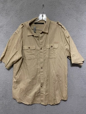 Camisa de Colección Sean John Para Hombre Peines Hinchados 3XL Mezcla de Lino Manga Corta Abotonada Foto 1 de 4