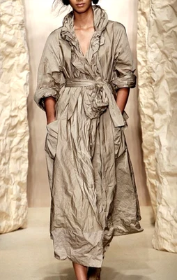 Donna Karan 2011 Runway  ARMY GREEN Belted Trench Coat Jacket US 4 6 / IT 40 - Image 1 of 4