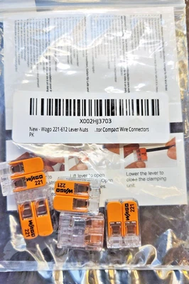 Wago 221-612 LEVER-NUTS 10AWG 2 Conductor Compact Wire Connectors 5 PK - Image 1 of 4