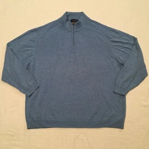 Roundtree & York Mens 4XT Blue Cotton Blend 1/4 Zip Pullover Sweater - Picture 1 of 6