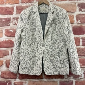 VTG Appleseeds Blazer Womens 14P White Lace Jersey Lined Casual Career Jacket - Picture 1 of 8