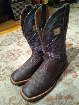 DOUBLE H FERNANDEZ BROWN BULLHIDE LEATHER S TOE COWBOY BOOTS #DH7012 MENS 11.5EE - Image 1 of 4