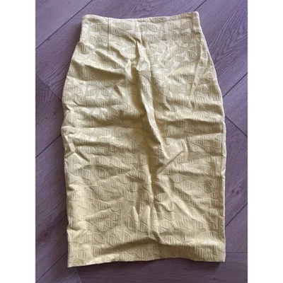 Falda Lápiz Catherine Malandrino Hoja Amarilla Jacquard Carrera Foto 1 de 4