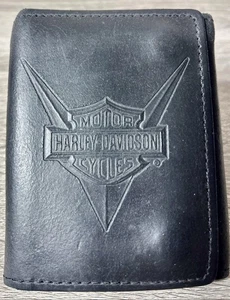 Portafoglio Harley Davidson in pelle con logo doppio motore e barra goffrata V - Foto 1 di 10