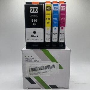 4-Pack 910XL Ink fits HP – High Yield Black Cyan Magenta Yellow w/ Chip NEW - Picture 1 of 16