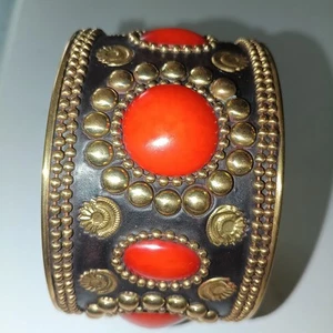 Iris Apfel & Bajalia Armreif schwarz, orange & Messing - Bild 1 von 6