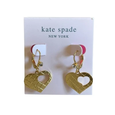 Pendientes colgantes Kate Spade New York oro corazón aro colgante encanto joyería nuevos Foto 1 de 3