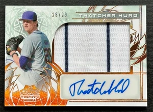 2024 Leaf Trinity Thatcher Hurd Auto #d 28/99 Jersey Patch LSU Yankees Card - Picture 1 of 2