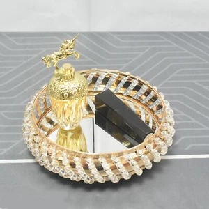 Decorative Tray Metal Mirrored Ornate Tray for Countertop Bathroom Wedding - Picture 1 of 6