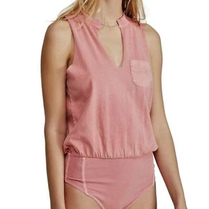 NWT Free People Intimately Peach Cotton Athena Pocket Bodysuit Thong Tank Top XS - Picture 1 of 6