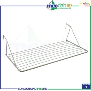 Stendibiancheria Da Balcone In Acciaio Verniciato Bianco 50 x 100 Cm - Foto 1 di 2