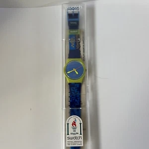 NEW & SEALED ATLANTA 1996 OLYMPICS SWATCH WATCH BLUE AND GREEN - Picture 1 of 8