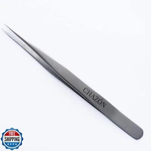 CHAZON TWEEZERS - Stainless Steel Straight Point Tweezers, Best Tweezers for - Picture 1 of 2