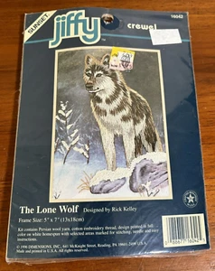 Sunset Jiffy Lone Wolf Crewel Embroidery Kit Winter Snow 5 x 7" Rick Kelley NEW - Picture 1 of 2
