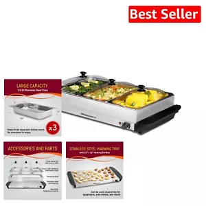 Versatile Stainless Steel Buffet Warming Tray - 3 Trays, Perfect for Gatherings - Picture 1 of 10