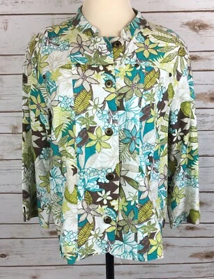 *Christopher & Banks Chaqueta Informal Mujer PXL Floral Manga 3/4 Ligera  Foto 1 de 4