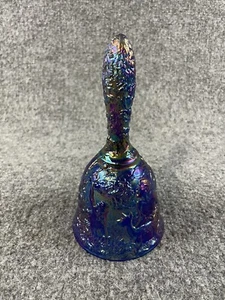 Fenton Art Glass Garden Of Eden Scarce Circa 1980 Cobalt Iridescent Bell. - Picture 1 of 18