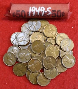 Centavo de trigo Lincoln 1949-S rollo de 50 monedas circulado - Imagen 1 de 4